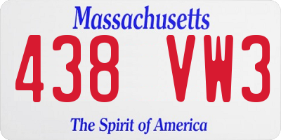 MA license plate 438VW3