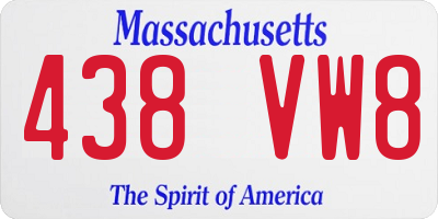 MA license plate 438VW8