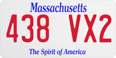 MA license plate 438VX2