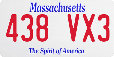 MA license plate 438VX3