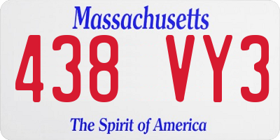 MA license plate 438VY3