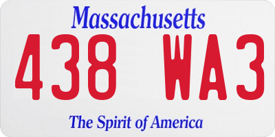 MA license plate 438WA3