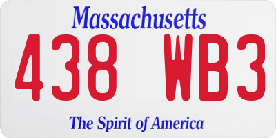 MA license plate 438WB3