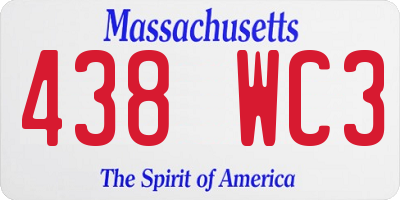 MA license plate 438WC3
