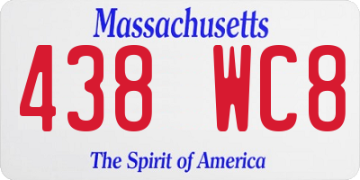 MA license plate 438WC8