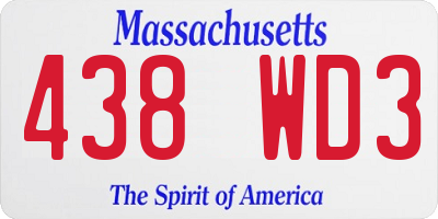 MA license plate 438WD3