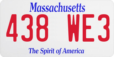 MA license plate 438WE3