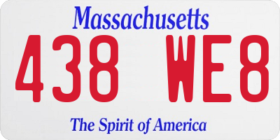 MA license plate 438WE8