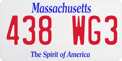 MA license plate 438WG3