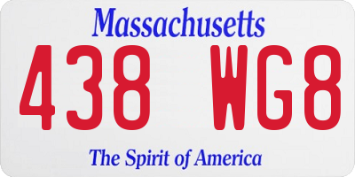 MA license plate 438WG8