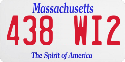 MA license plate 438WI2