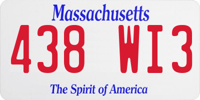 MA license plate 438WI3