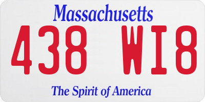 MA license plate 438WI8