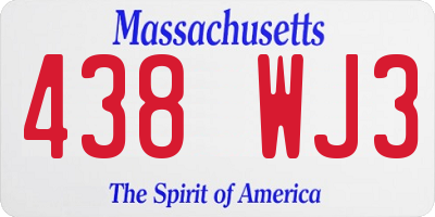 MA license plate 438WJ3