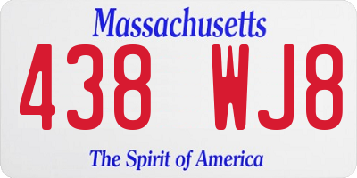 MA license plate 438WJ8
