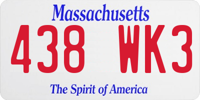 MA license plate 438WK3