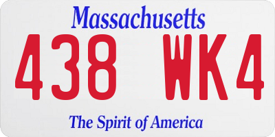 MA license plate 438WK4