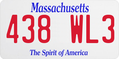 MA license plate 438WL3