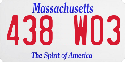 MA license plate 438WO3