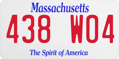 MA license plate 438WO4