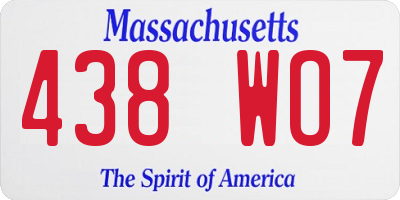 MA license plate 438WO7