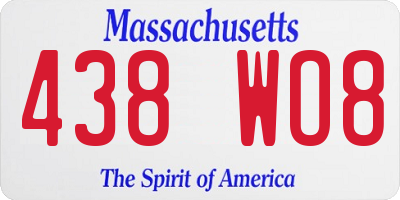 MA license plate 438WO8