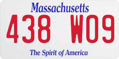 MA license plate 438WO9