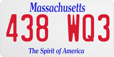 MA license plate 438WQ3