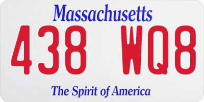 MA license plate 438WQ8