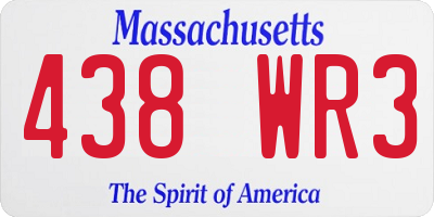 MA license plate 438WR3