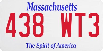 MA license plate 438WT3