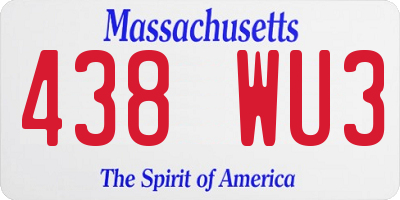 MA license plate 438WU3