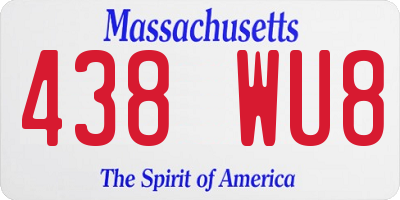 MA license plate 438WU8