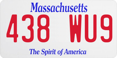 MA license plate 438WU9