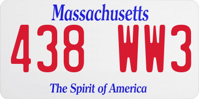 MA license plate 438WW3