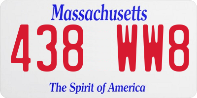 MA license plate 438WW8