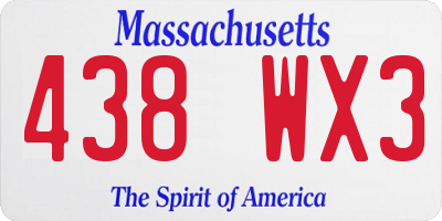 MA license plate 438WX3