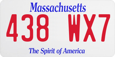 MA license plate 438WX7