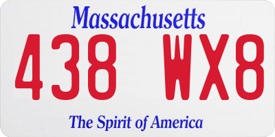 MA license plate 438WX8