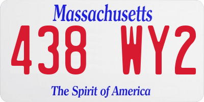 MA license plate 438WY2