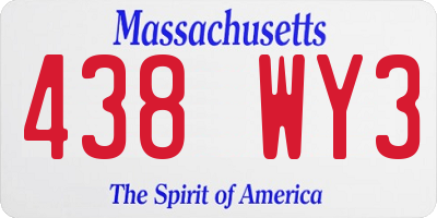 MA license plate 438WY3