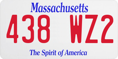 MA license plate 438WZ2