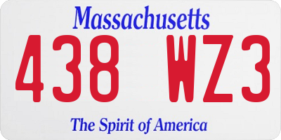 MA license plate 438WZ3