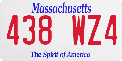 MA license plate 438WZ4