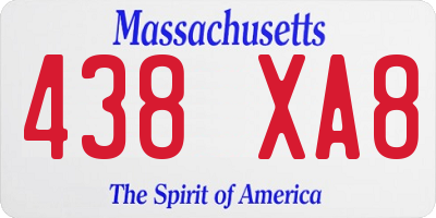 MA license plate 438XA8