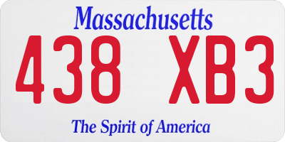 MA license plate 438XB3