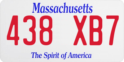 MA license plate 438XB7