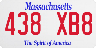 MA license plate 438XB8