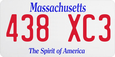 MA license plate 438XC3