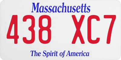 MA license plate 438XC7